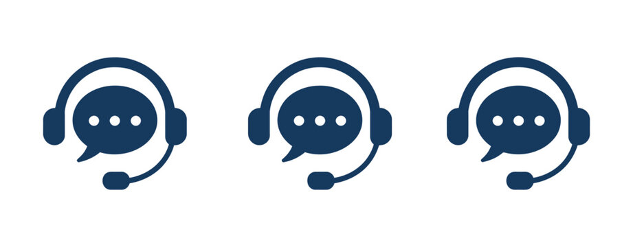 Help desk support icons representing customer assistance communication and technical service solutions