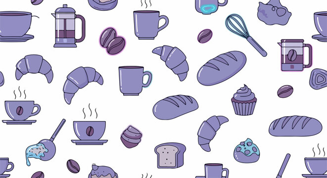 Variety of baked goods and coffee.