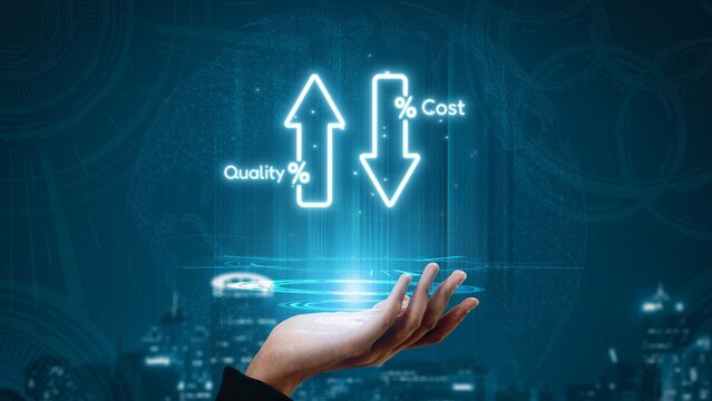 Business concept showing cost reduction and quality increase using Lean, Six Sigma, and Total Quality Management (TQM) to enhance efficiency, value, and customer satisfaction. Muxer