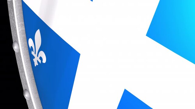 Metallic Shield Transitions with the Flag of Province of Quebec of Canada