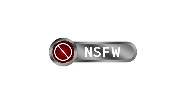 NSFW warning sign features glowing metallic interface. Visualizes restricted content access for modern platforms. mp4 format.