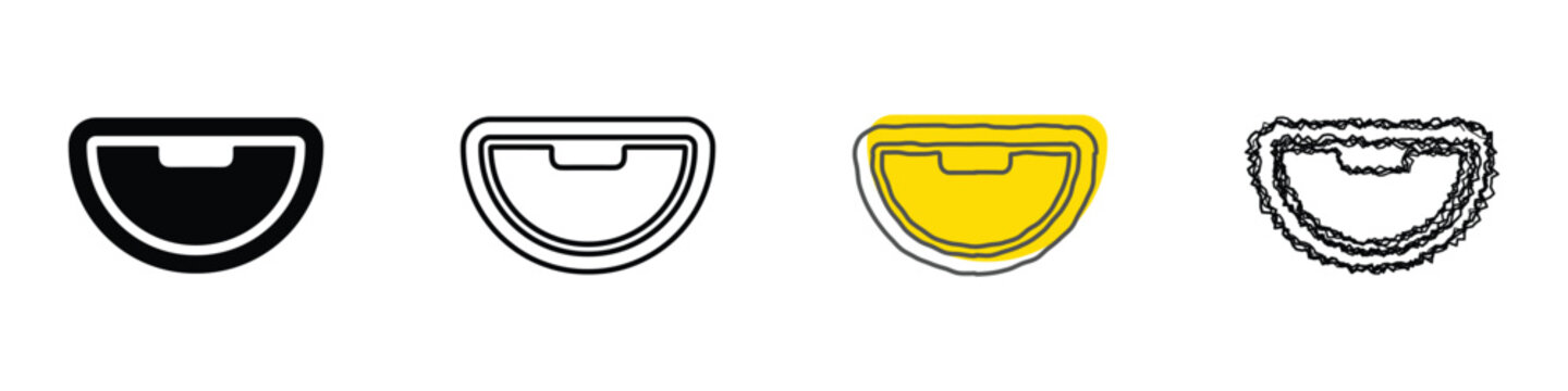 A set of four distinct beard icons, showcasing different styles from solid black to sketched outlines and a splash of color