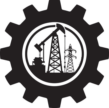 Industrial Oil Rig Gear Mechanical Power Corporate Monogram Logo