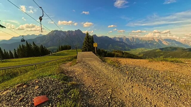 4K Timelapse alpine summer video with moving clouds at Leogang, Zell am See, Salzburg, Austria