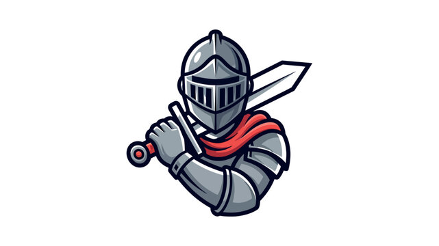 A Valiant Medieval Knight Holding a Sharp Sword Illustration for A-27 Mascot Concept