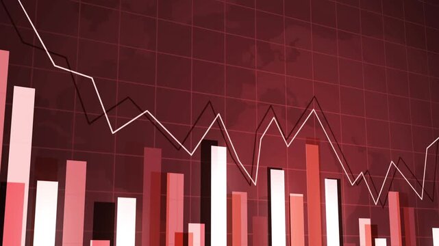 Business bar chart with falling data clear downward trend in business or finance animation