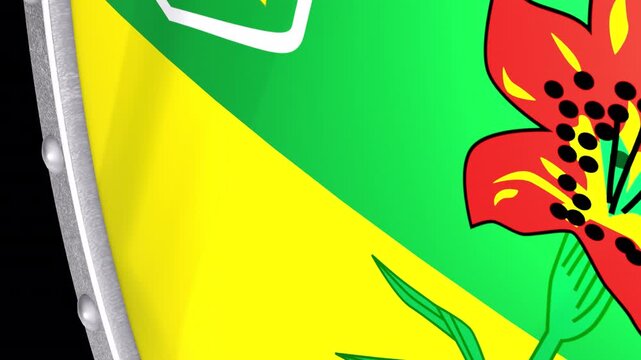 Metallic Shield Transitions with the Flag of Province of Saskatchewan of Canada