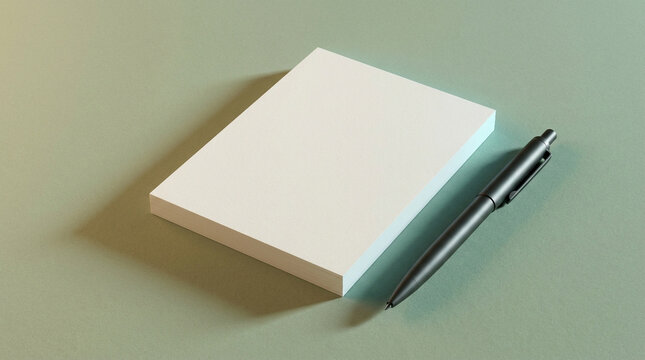 Clean Sticky Note Pad Mockup with Pen for Design
