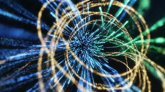 Data streams flowing in a dark background, smooth motion