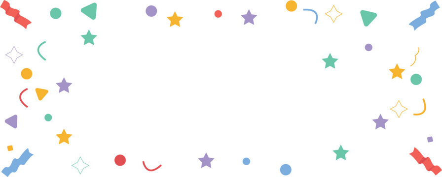 Colorful abstract shapes and stars on white background for design elements