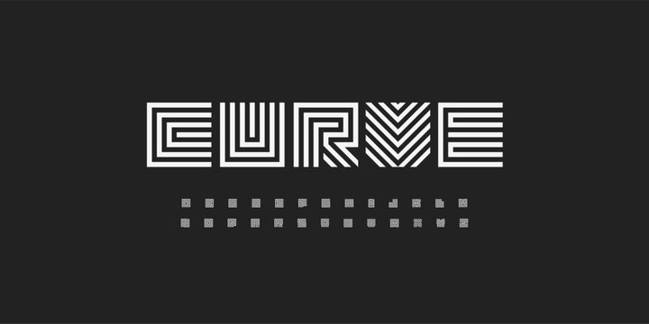 Maze Font Futuristic Logo Squared Lines Alphabet Geometric Lines Letter Set Modern Typography, Labyrinth Typographic Design for Game Title Technology Science Headline and Logotype. Vector Typeface