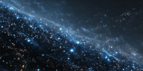 Abstract Blue Space Background with Glowing Stars Nebula Galaxy Universe Night Sky and Deep Cosmic Light Field for Science Fantasy and Astronomy Design Wallpaper © Bepari