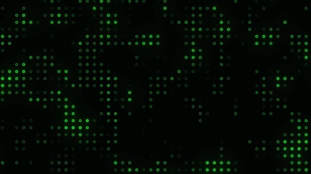 Seamless looping abstract digital technology motion graphics featuring glowing circular dot patterns. This set includes various designs such as flat 2D grid animations and dynamic isometric views.