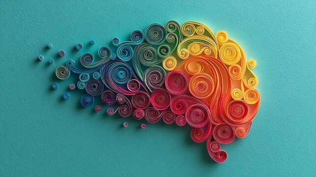 Colorful abstract spiral pattern with concentric circles and gradient hues on light background