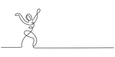 Abstract single continuous line drawing of a happy person dancing with joy and freedom in a simple artistic style Vector, illustration © New Outline