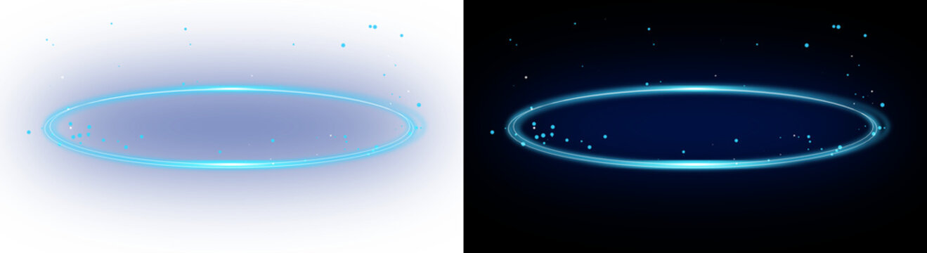 Glowing elliptical rings with scattered particles on transparent background ellipse oval circles luminescence glow radiance sparkle dots specks