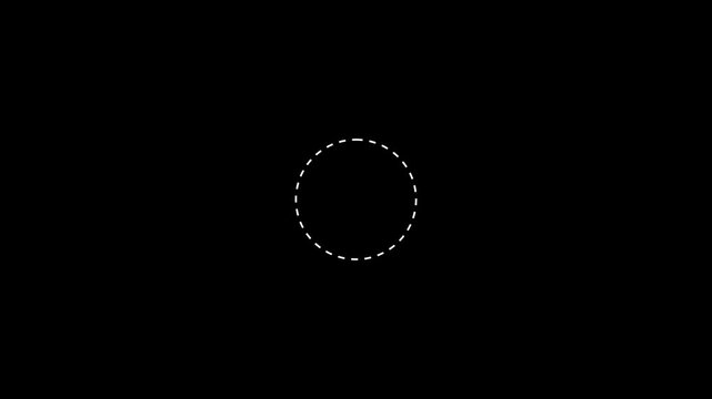 Minimalist white dashed circle loading animation on black background.