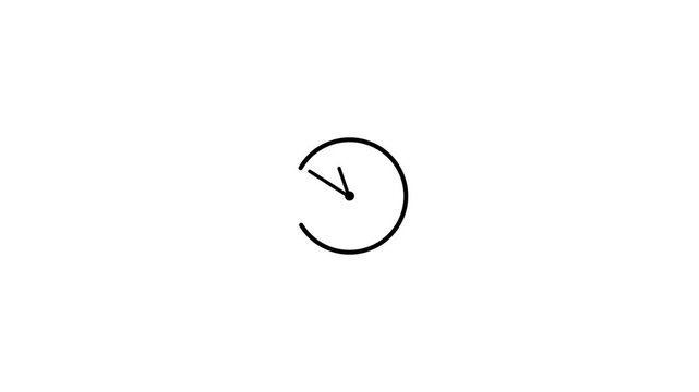 Minimalist Animated Clock Icon with Motion Trails on Black Background, Modern Time Management, Speed and Productivity Concept, Digital Timer Interface Animation in 4K