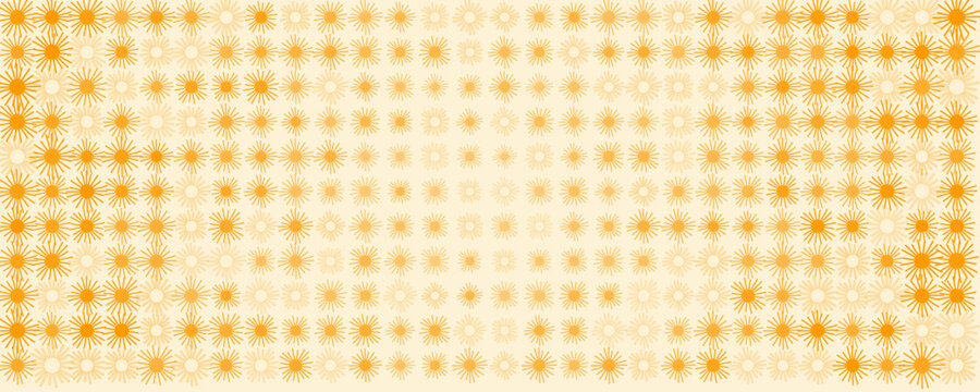 Sun Groovy Background Summer Geometric Pattern, Yellow Sunny Flower Texture for Vocation Adventure Holiday Camp, Kid Baby Wallpaper, Renewable Energy Clean Power Graphic. Vector Illustration