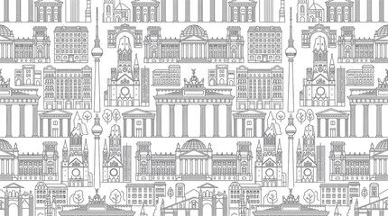 Berlin Skyline Seamless Pattern - Famous Landmarks Doodle Art © magnum