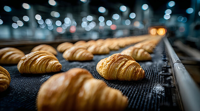Crispy butter croissant factory production artisan bakery premium breakfast pictures