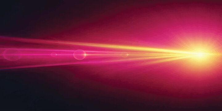 Abstract pink lens flare effect with horizontal light rays and glowing center abstract horizontal brilliance background spectral ethereal luminous composition artistic intensity saturation