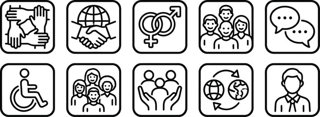 Fototapeta premium Diverse communication and partnership icons