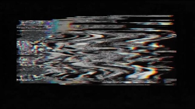 Abstract digital glitch static on black background.