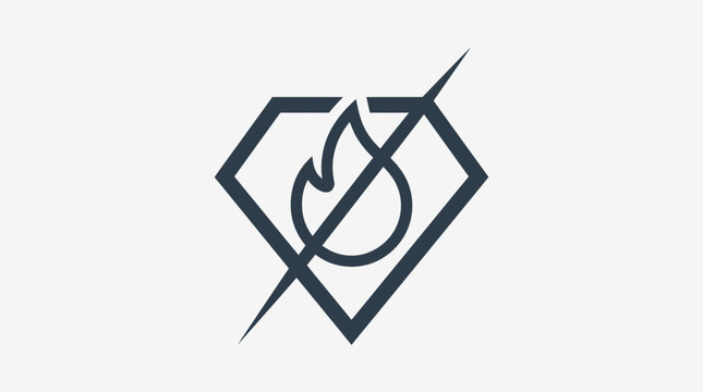Black diamond icon with flame and slash mark.