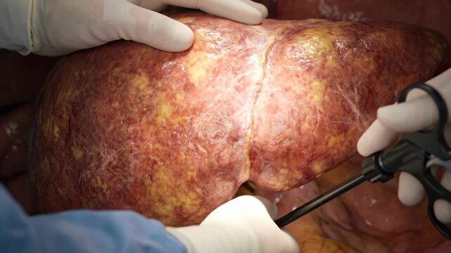 Pathological organ investigation: hepatitis diagnosis, liver malfunction, human affliction, medical inspect, cellular damage, surgical procedure, vital function, health concern.