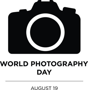 Day with camera silhouette and august 19 date black vector illustration EPS PNG file