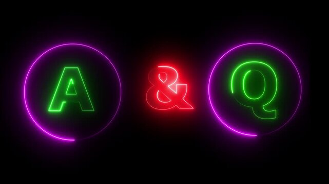 Glowing neon Question and Answer icon isolated on black background. . Question and Answer icon animation 4K Video.
