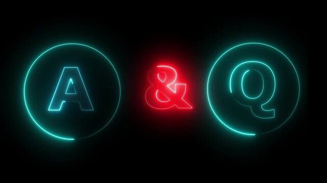 Glowing neon Question and Answer icon isolated on black background. . Question and Answer icon animation 4K Video.