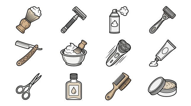 Corporate Set of Monochromatic Grooming and Skincare Tools and Products for Business Presentations