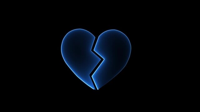 Neon Heart Broken animation Of black background, Broken heart animation, Concept of unrequited love, broken heart neon .4k video.