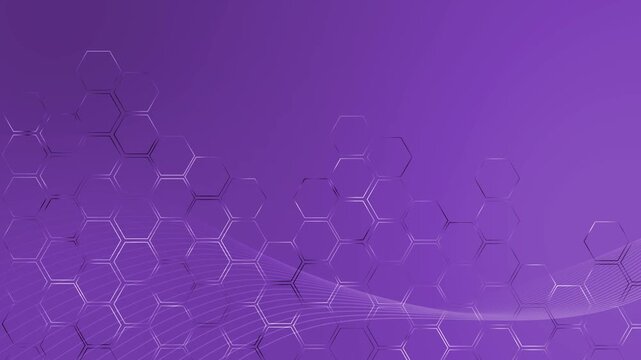 Futuristic hexagon network background animation, Abstract background hexagonal grid pattern and flowing lines, futuristic tech concept