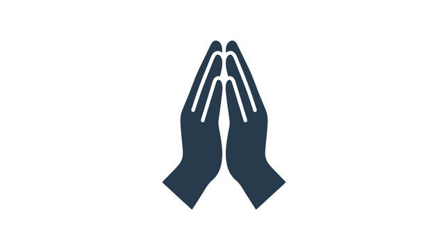 Praying hands namaste gesture solid black silhouette icon.