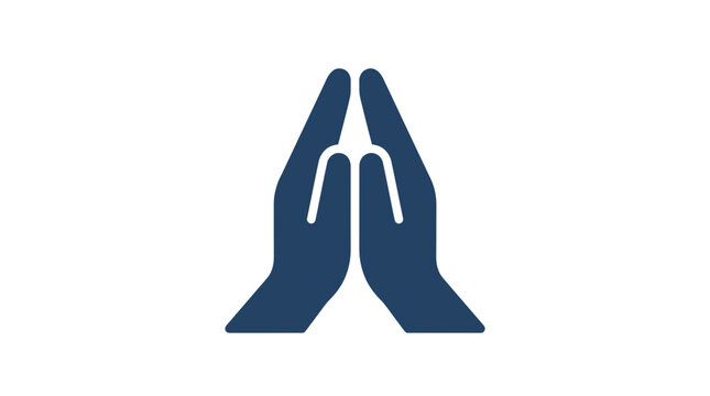 Praying hands namaste gesture solid icon