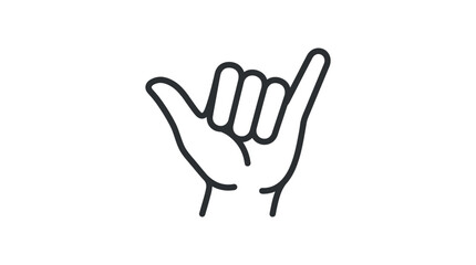 Shaka hang loose hand gesture line icon.