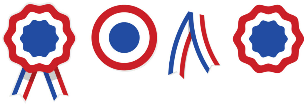French Patriotic Rosette and Emblem Elements Set