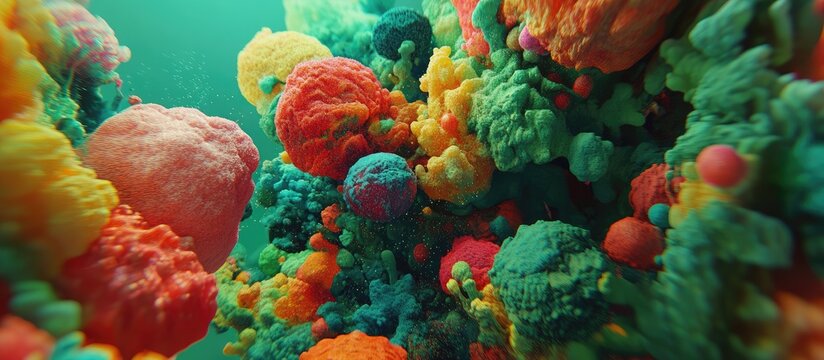 Vibrant colorful coral reef with diverse marine life forms underwater