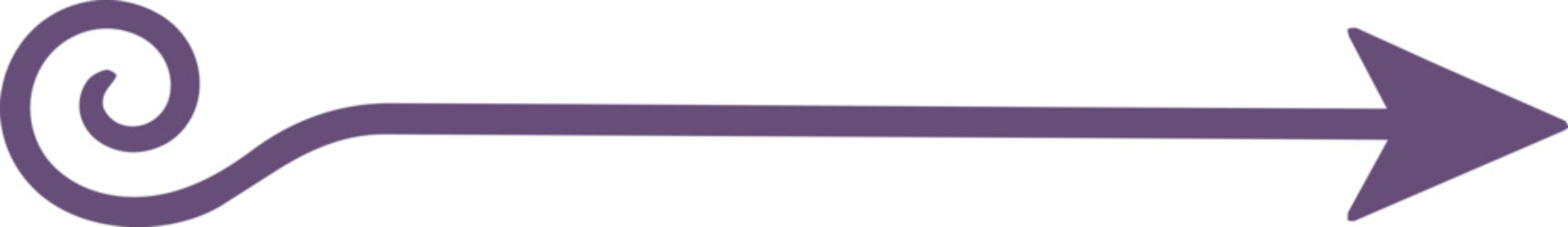 purple spiral arrow with a curled tail, perfect for Halloween, fantasy, navigation, and decorative design, isolated