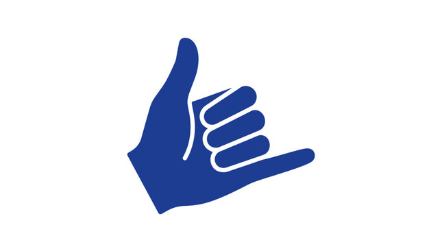 Solid silhouette icon of hand making shaka gesture.