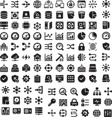 Fototapeta premium Complete Data Infrastructure and Cloud Analytics 115 Master Icon Library (Adobe Illustrator Artwork)