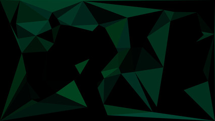Abstract Geometric Background with Dark Green and Black Triangles © Green Pixel Studio