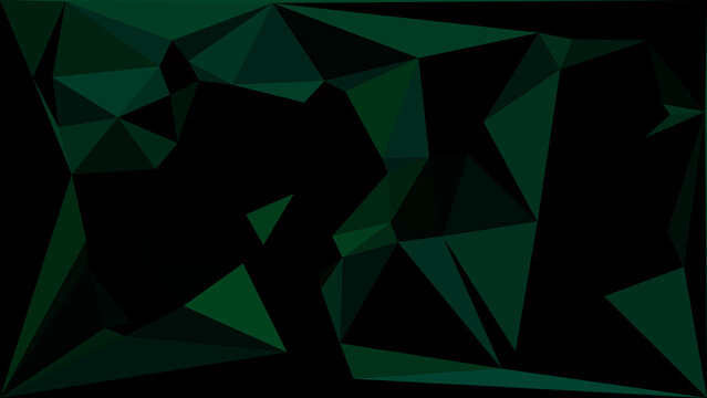 Abstract Geometric Background with Dark Green and Black Triangles