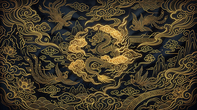 Luxury golden oriental ornate background texture with background oriental traditional decorative artistic backdrop intricate ethereal symbolic