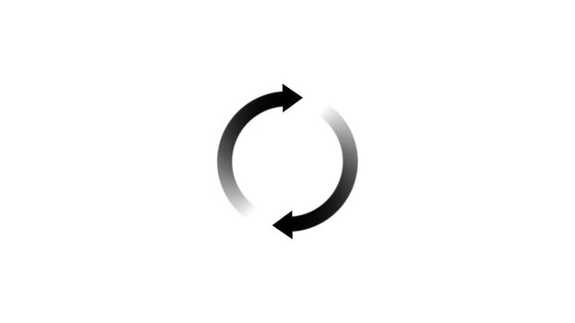 Circle arrow refresh and reload icon animation with loading progress on white background. Loading circle animation, waiting for download.