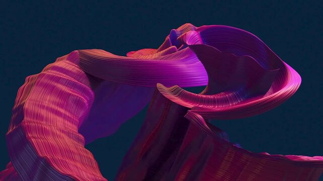 Abstract 3 d motion background, with flowing pink, and purple silk ribbons