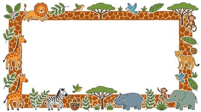 Cute Safari Animals Border Frame